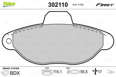Valeo 302110 Колодки тормозные | перед | - 2
