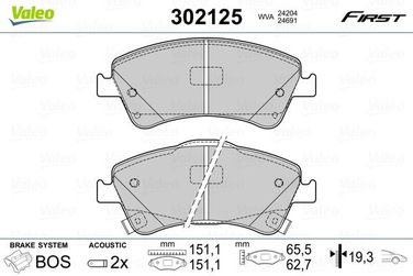 Valeo 302125 Колодки тормозные | перед | - 2