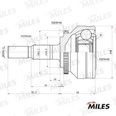 Miles GA20504 Шрус volvo 850/c70/s70/v70 2.0-2.5 93-02 нар.(ABS) - 1