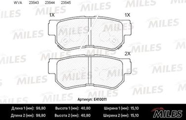 Miles E410011 Колодки тормозные дисковые | зад | - 1
