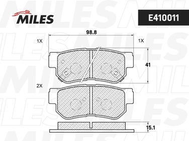 Miles E410011 Колодки тормозные дисковые | зад | - 2