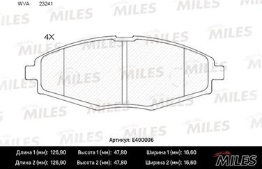Miles E400006 Колодки тормозные daewoo nexia/lanos/matiz sohc передние - 1
