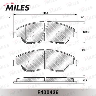 Miles E400436 Колодки тормозные KIA sportage 2.0 94-03 передние - 2