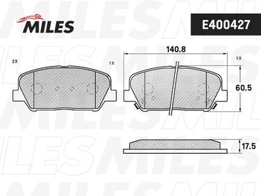Miles E400427 Колодки тормозные hyundai i30/ELANTRA 11-/ceed R16 12- передние - 2