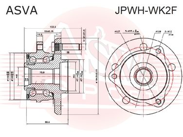 Asva JPWH-WK2F Ступица колеса | перед прав/лев | - 2
