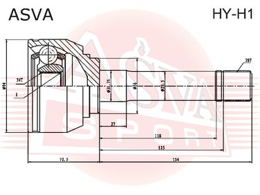 Asva HY-H1 Шрус внешний | перед | - 2