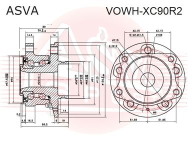 Asva VOWH-XC90R2 Ступица колеса | зад прав/лев | - 2
