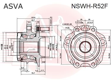 Asva NSWH-R52F Ступица колеса | перед прав/лев | - 2
