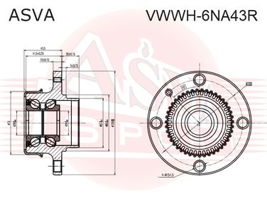 Asva VWWH-6NA43R Ступица колеса | зад прав/лев | - 2