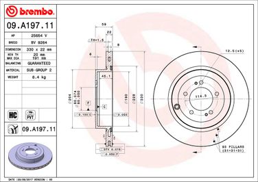 Brembo 09.A197.11 Диск тормозной UV Coated | зад | - 2