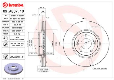Brembo 09.A807.11 Диск тормозной UV Coated | перед | - 2