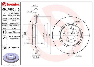 Brembo 09.A866.11 Диск тормозной UV Coated | перед | - 2