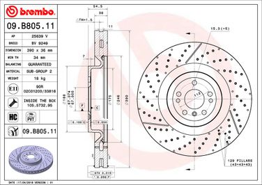 Brembo 09.B805.11 Диск тормозной UV Coated | перед | - 2