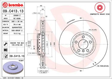 Brembo 09.C413.13 Диск тормозной Composite | перед | - 2
