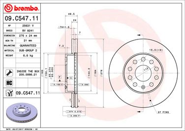 Brembo 09.C547.11 Диск тормозной UV Coated | перед | - 2