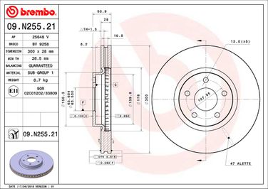 Brembo 09.N255.21 Диск тормозной UV Coated | перед | - 2