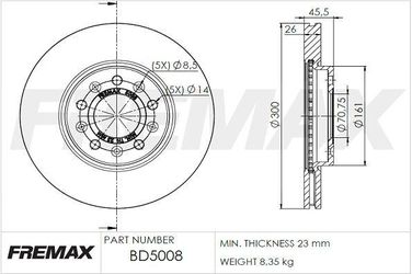 FREMAX BD-5008 Тормозной диск | перед | - 1