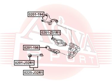 Asva 0201-Z51R1 Сайлентблок рычага подвески | зад прав/лев | - 2