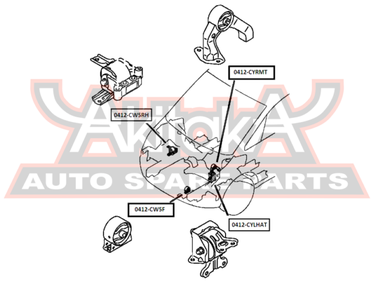Asva 0412-CYLHAT Подушка двигателя cvt/мт | лев | - 2