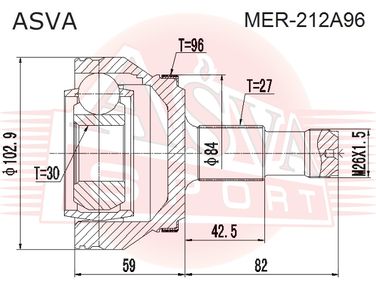 Asva MER-212A96 Шрус наружный | зад | - 2