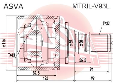Asva MTRIL-V93L Шрус наружный| зад прав | - 2