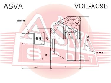 Asva VOIL-XC9B Шрус внутренний | перед лев | - 2