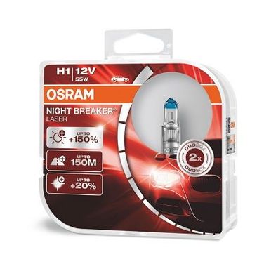 Osram 64150NL-HCB Комплект ламп H1 12V 55W P14.5s night breaker laser +150% больше света 2шт.(1к-т) - 2