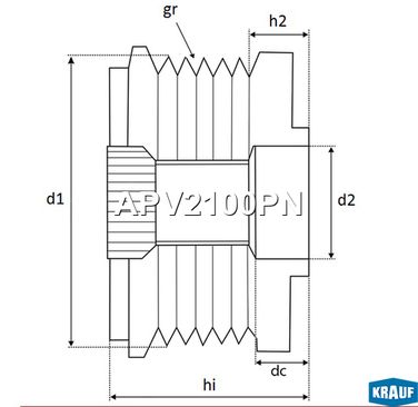 Krauf APV2100PN Шкив обгонный генератора - 3
