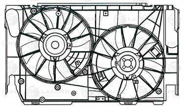 Luzar LFK 19R4 Э/вентиляторы охл. с кожухом (2 вент.) для а/м Toyota RAV 4 (06-) 2.0i - 3