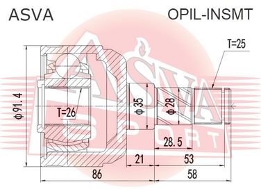 Asva OPIL-INSMT Шрус внутренний | перед | - 2