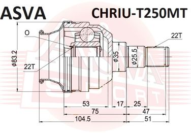 Asva CHRIU-T250MT Шрус внутренний | перед лев | - 2
