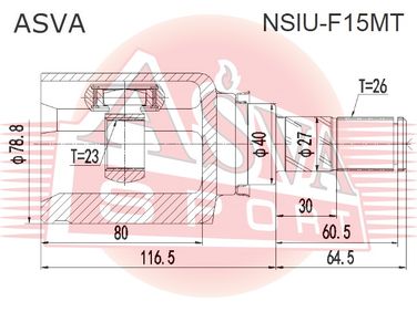 Asva NSIU-F15MT Шрус внутренний 23x40x26 | перед | - 2