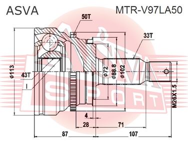 Asva MTR-V97LA50 Шрус внешний | зад прав/лев | - 2