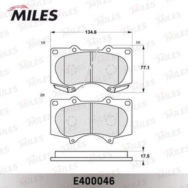 Miles E400046 Колодки тормозные toyota LC 120 4.0/3.0d/mitsubishi pajero 06> передние - 2