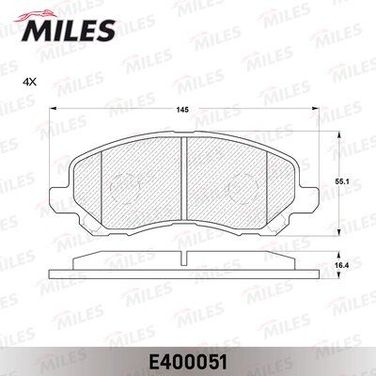 Miles E400051 Колодки тормозные mitsubishi asx/lancer/outlander/dodge caliber передние - 2
