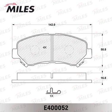 Miles E400052 Колодки тормозные nissan qashqai 1.6/2.0 07-/x-trail 07- передние - 2