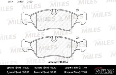 Miles E400074 Колодки тормозные opel vectra a/b/daewoo espero 91-99 передние - 1