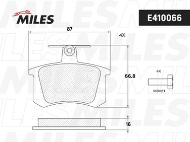 Miles E410066 Колодки тормозные дисковые | зад | - 2