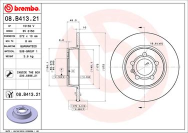 Brembo 08.B413.21 Диск тормозной UV Coated | зад | - 2