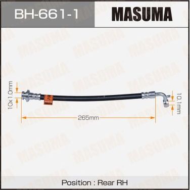 Masuma BH6611 Шланг тормозной | зад | - 1