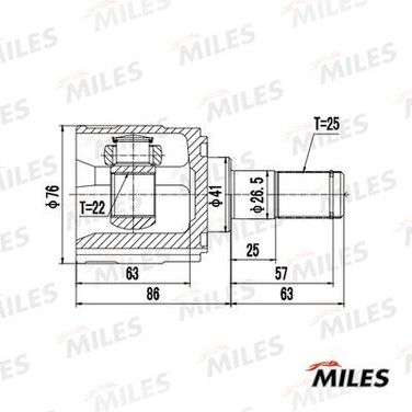 Miles GA12065 Шрус hyundai solaris/kia RIO 11- внутр.прав. - 1