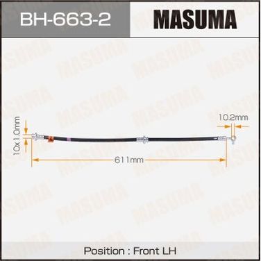 Masuma BH-663-2 Шланг тормозной masuma N- /front/ qashqai, dualis / J10 LH | перед | - 1