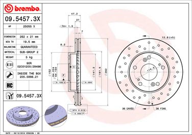 Brembo 09.5457.3X Диск тормозной Xtra | перед | - 2