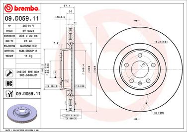 Brembo 09.D059.11 Диск тормозной UV Coated | перед | - 2