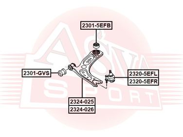 Asva 2324-025 Рычаг передний нижний правый | перед прав | - 1