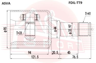 Asva FDIL-TT9 Шрус внутренний левый 31x44x41 | перед лев | - 2