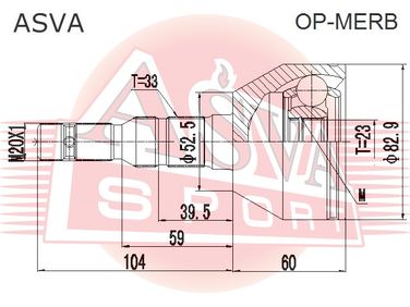 Asva OP-MERB Шрус наружный 23x52x33 | перед | - 2