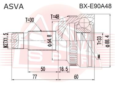 Asva BX-E90A48 Шрус внешний | перед прав/лев | - 2