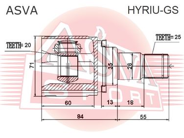 Asva HYRIU-GS Шрус внутренний задний 20x35x25 | зад | - 2