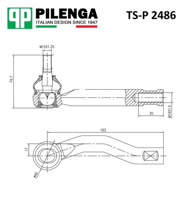 Pilenga TS-P 2486 Наконечник рулевой тяги | перед, лев | - 2